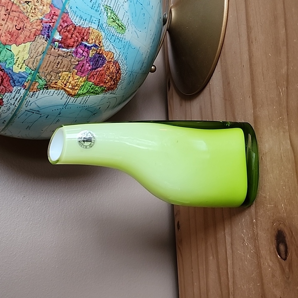 Vintage IKEA Okkso encased glass bud vase lime green